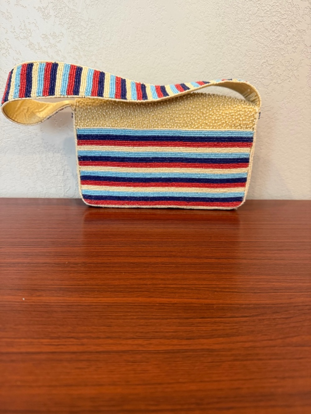 Beaded Patchwork Crossbody Bag in Cream with Travel Embroidery - Picture 2 of 3